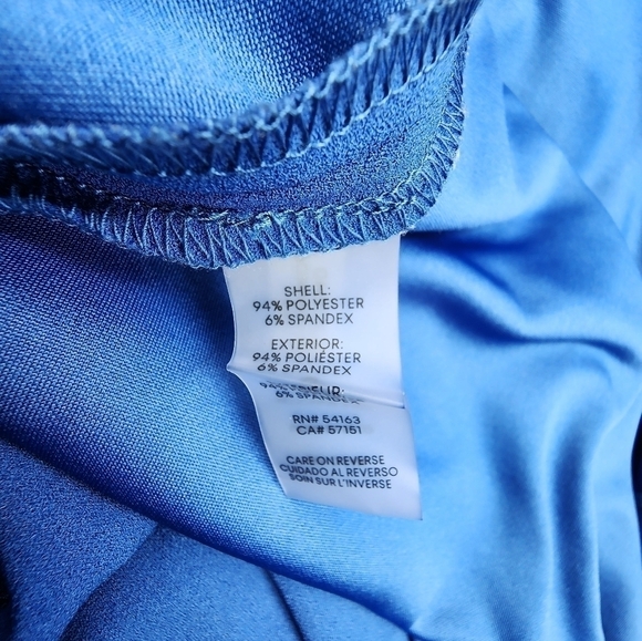 Calvin Klein Blue Ruffled V-Neck Midi Sheath Dress Size 12 - Picture 9 of 11